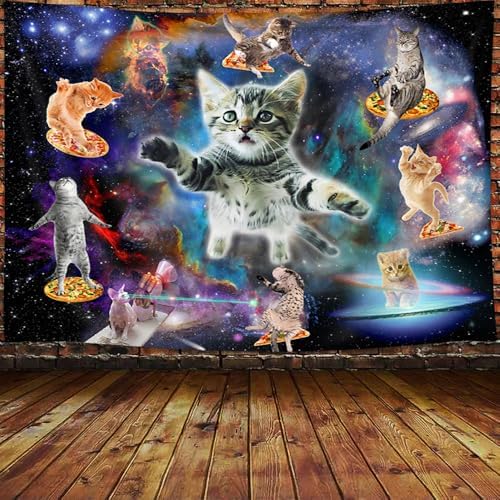 Viajar Cat Tapestry, Fantasy Universe Galaxy Space Funny Cool Cat...