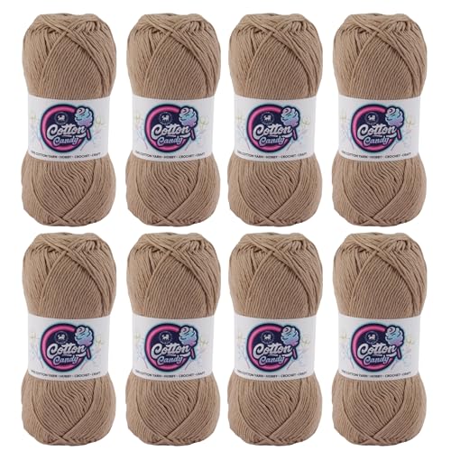 Image of NESTNHAVEN Cotton Candy 100% Cotton Yarn - (100g, 185 Meters) - Luxury Yarn for Crochet, Amigurumi, Embroidery, Toys, Garments, Flowers and Hobby, Projects. (Dark Beige) | (800 Gm)