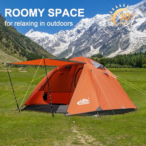 Image of 2-3 Person Backpacking Tent with Double Door 2 Vestibule, Waterproof Windproof Lightweight Easy Set Up 3 Season 2 Man Two Person Tent for Camping, Hiking, Motorcycle, Mountaineering with UPF 50+