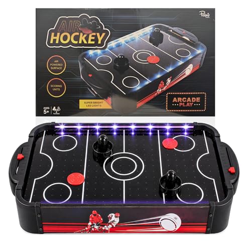 Air Hockey Game with LED Lights - Portable Tabletop Air Hockey Game for Kids & Family Fun, Top Air Hockey Table Game with 2 Pushers 2 Pucks, Compact Arcade Style Air Hockey Game Table for Home