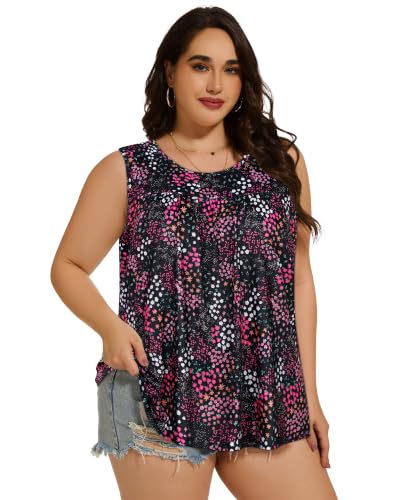 Image of Women Plus Size Tank Top Casual Summer Tops Loose Fit Sleeveless T Shirts Trendy Crewneck Tunic Tees 2026