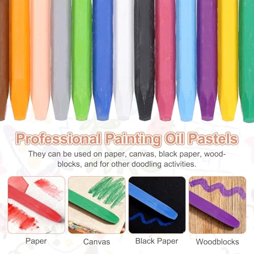 MECCANIXITY 16PCS Oil Pastels Set, Soft Oil Colored Drawing Pastels Chalk Vibrant Color for Artists Art Supplies for Beginners Teachers, Dark Blue by MECCANIXITY - Image 4