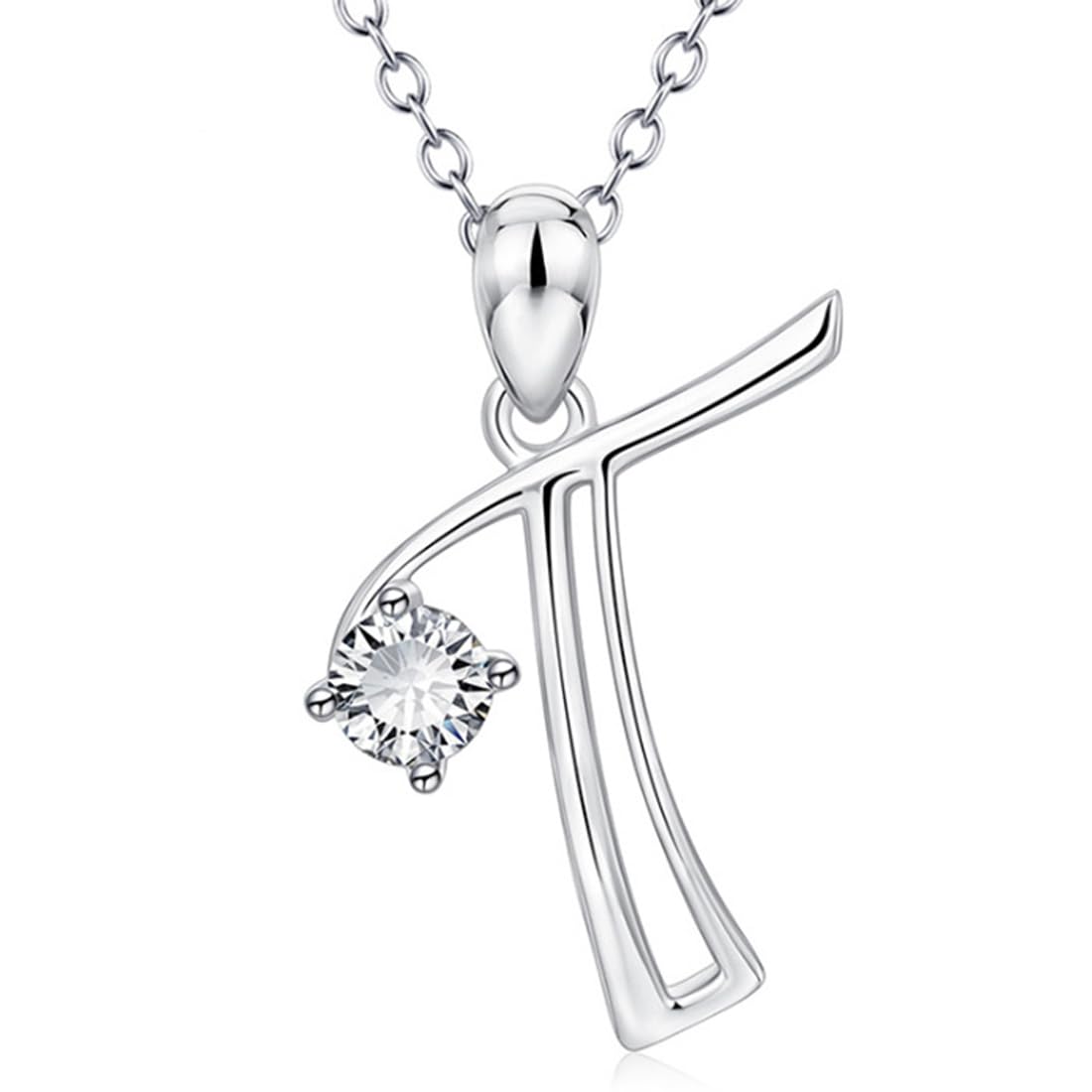 TQPUWT Mujer Collar Letras con Colgantes, Collar de Mujer de Plata, Plata Iniciales Collar con Colgante Letras A-Z, Viene con caja de regalo, para Hija Hermana, plata, Letra T