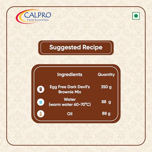 Image of Calpro's Egg-Free Dark Devil Brownie Mix ! Rich Chocolate Flavour! Fudgy & Crust Quick and Easy to Make ! Cake Mix for Kids -100% Vegetarian : 350G