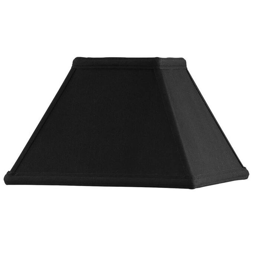 9” Inch Square Tapered Lamp Shade – Black Faux Silk Fabric & Gloss White Interior– Modern Elegant Plain Table/Floor Light Base Cover – 15cm Tall x 23cm Wide
