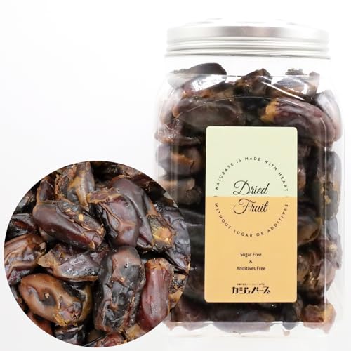 カジュベース 無添加 砂糖不使用 デーツ 種抜き 種なし サイヤー種 ドライフルーツ ジップ付き袋 (ボトル600g)