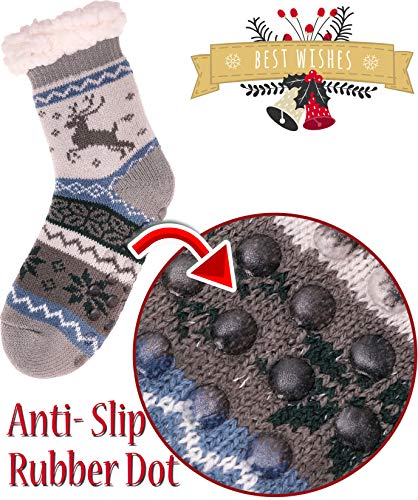 Image of MOGGEI Girls Slipper Fuzzy Socks Kids Boys Fluffy Fleece Lined Warm Plush Sherpa Winter Child Home Socks