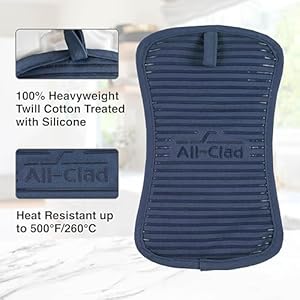 All-Clad Premium Pot Holder & Hot Pad: Heat Resistant to 500 Degrees - 100% Cotton, 10"x6.25" Hot Pad for Kitchen and Barbeque, (1-Pack), Indigo All Clad Premium Pot Holder Hot Pad Heat Resistant to 500 Degrees 100 Cotton 10×625 Hot Pad for Kitchen and Barbeque 1 Pack Indigo