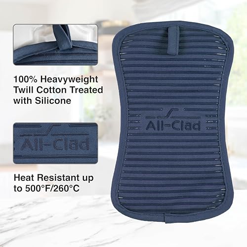 All-Clad-Premium-Pot-Holder-Hot-Pad-Heat-Resistant-to-500-Degrees-100-Cotton-10×625-Hot-Pad-for-Kitchen-and-Barbeque-1-Pack-Indigo All Clad Premium Pot Holder Hot Pad Heat Resistant to 500 Degrees 100 Cotton 10×625 Hot Pad for Kitchen and Barbeque 1 Pack Indigo