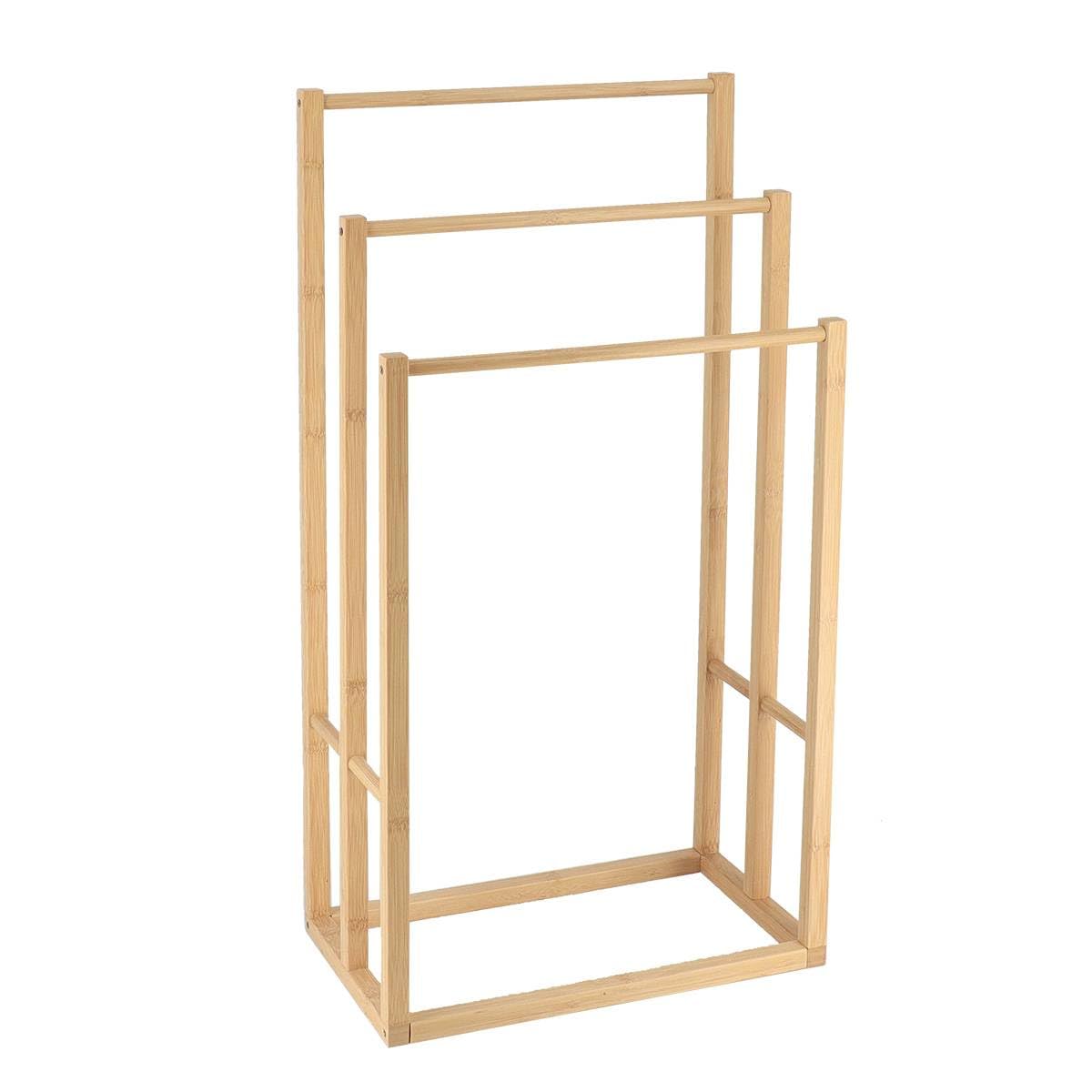 Atmosphera - Porte-Serviettes sur Pied - Bambou - L 42 x H 82 cm - 3 Barres - Pour Salle de Bain, Valet de Bain