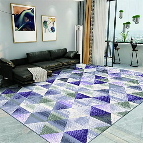 Tapis de sol antidérapant violet gris géométrique pour chaise de chambre - 2