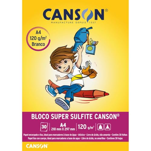 Bloco Sulfite A4 120g/m² , Canson, 66667093, Super, 30 Folhas