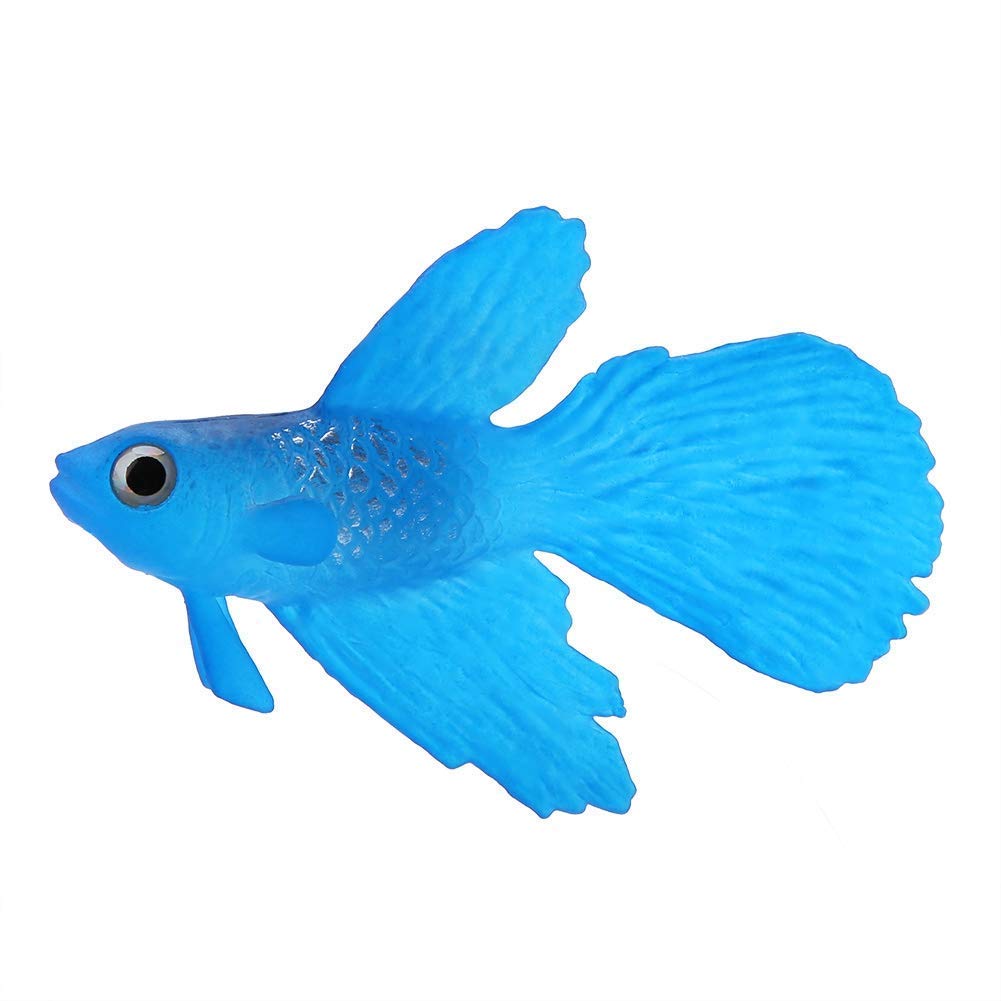 Pssopp Artificial Fishes Aquarium Decoration Plastic Swimming Gold Fish Betta Fish Funny Artificial Silicone Small Fish Lifelike Fake Fish Fish Tank Floating Ornament (Blue Betta Fish)