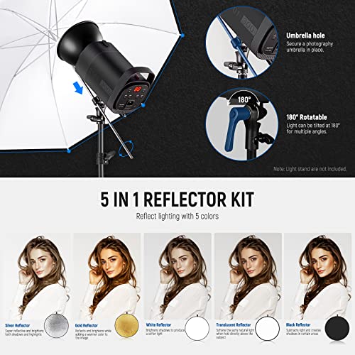 Neewer 600W Photography Studio Strobe Flash Kit: 2Xupgraded S101-300W 5600K Monolight Gn58 With Bowens Mount, 2Xsoftbox, 1Xrt-16 Trigger, 2Xumbrella, 1Xreflector For Portrait Product Photo #TOP6