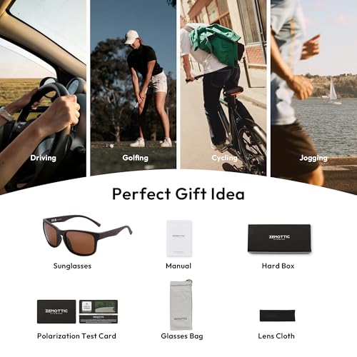 Image of ZENOTTIC Sports Polarized Sunglasses Men: UV400 Flexible Unbreakable Frame