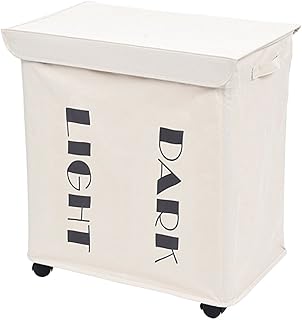 zyurong Panier à Linge sur Roulettes avec Couvercle et Poignée, Boîte Panier de Rangement Pliant Organisateur Vêtements