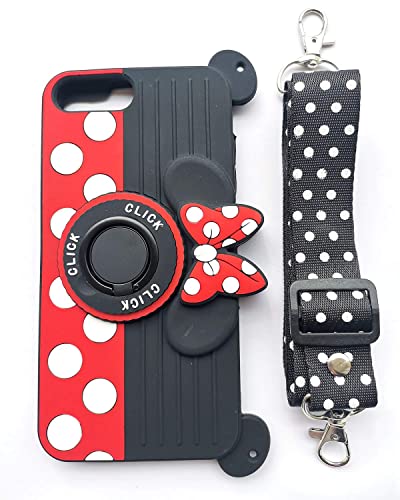 Pet Ahgk For Iphone 8Plus Case 7Plus Case 6 Plus Case 6Splus Case Minnie Phone Case 3D Cute Camera Design Soft Silicone Case With Rotating Metal Bracket Lanyard,Gifts For Girls And Ladies 5.5In #TOP1