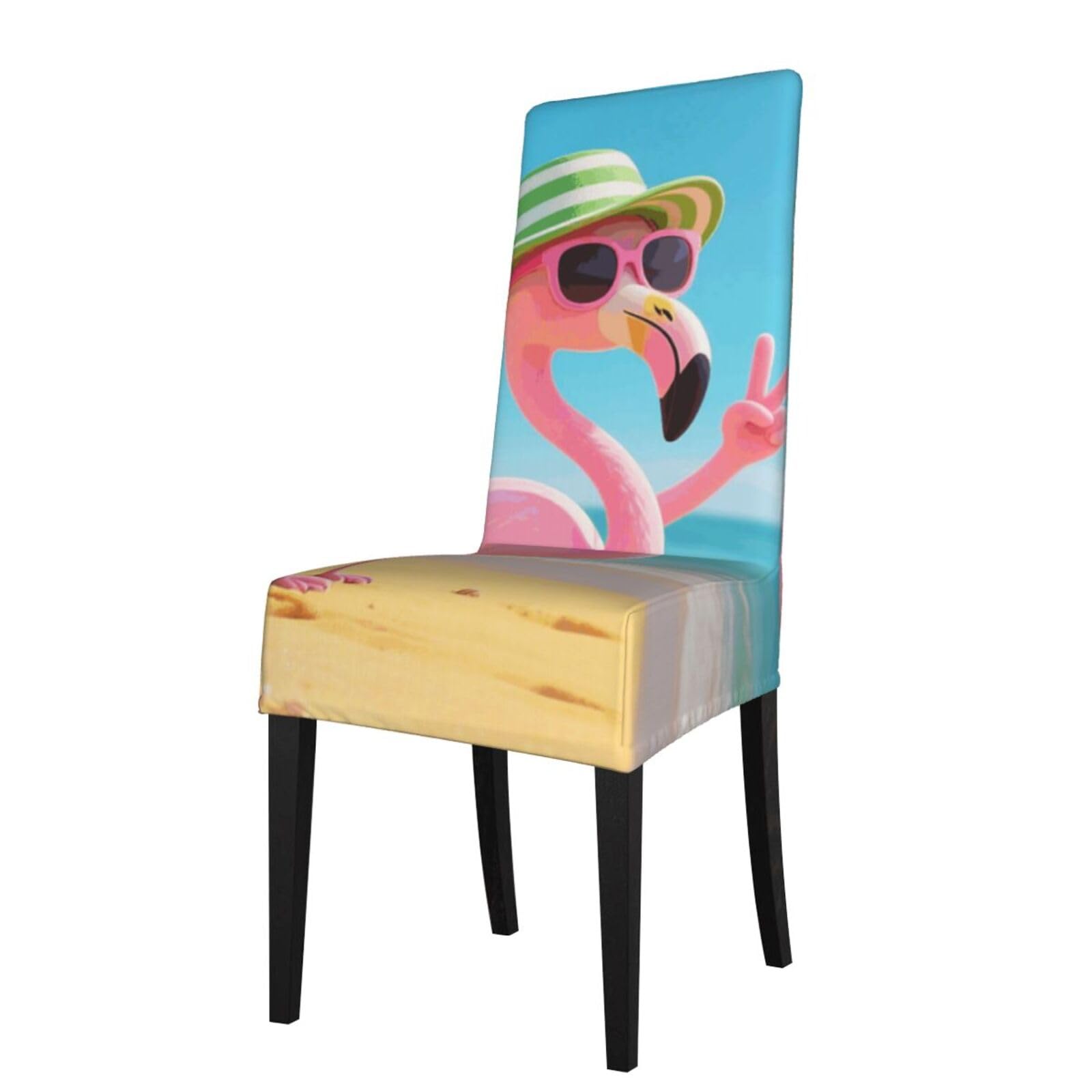 Fodpand Black Flamingo Dining Room Chair Cover Stretch Parsons Chair Slipcovers Removable Washable Chair Protectors Cover High Elastic Seat Protector For Home,Kitchen, Hotel, Banquet
