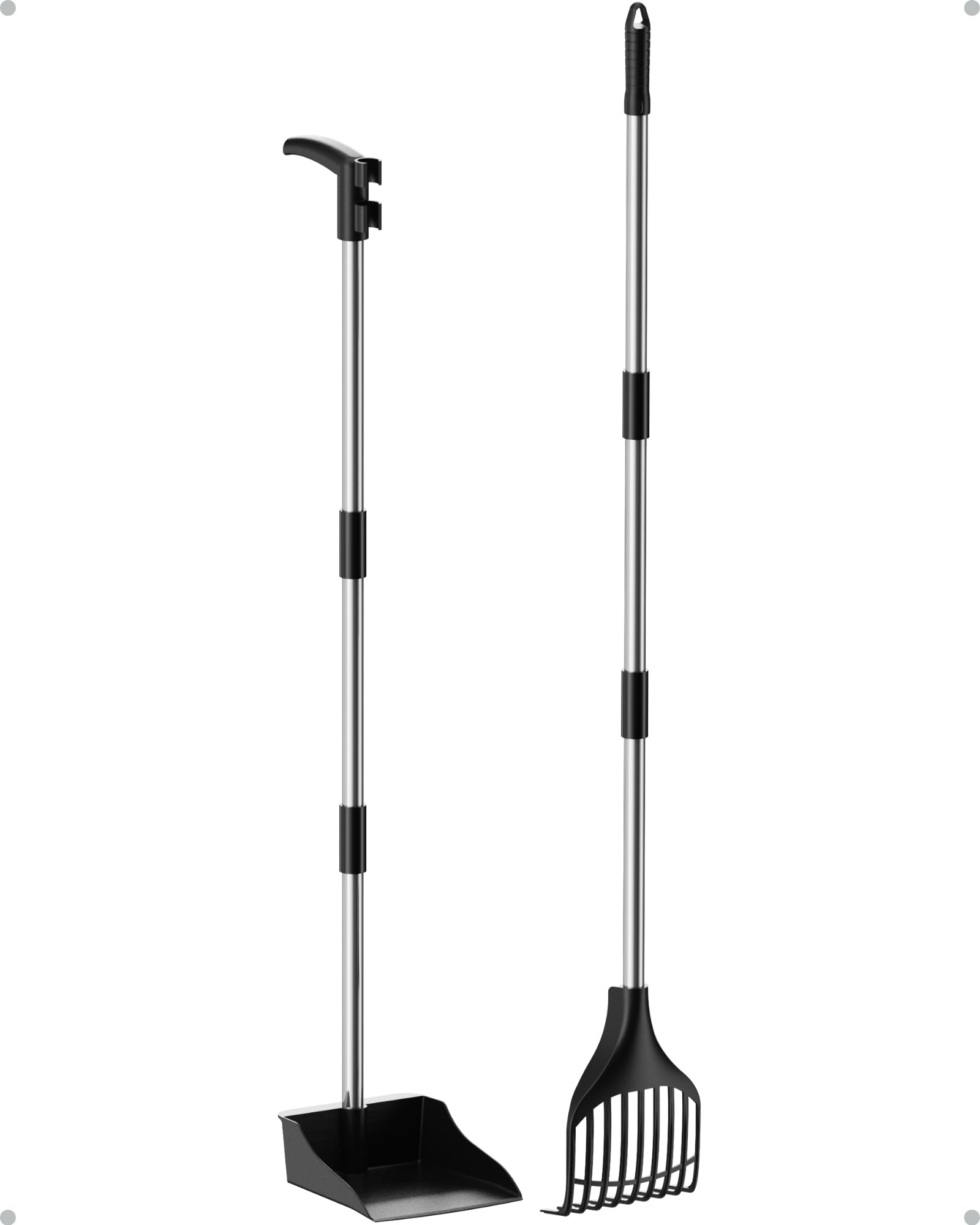 Lifewit Plastic Pooper Scooper Dog for Yard, Lightweight Portable Pet Poop Shovel for Medium/Small Dogs, Adjustable Metal Pole Long Handle Poop Scoop Set for Lawns, Yard, Grass