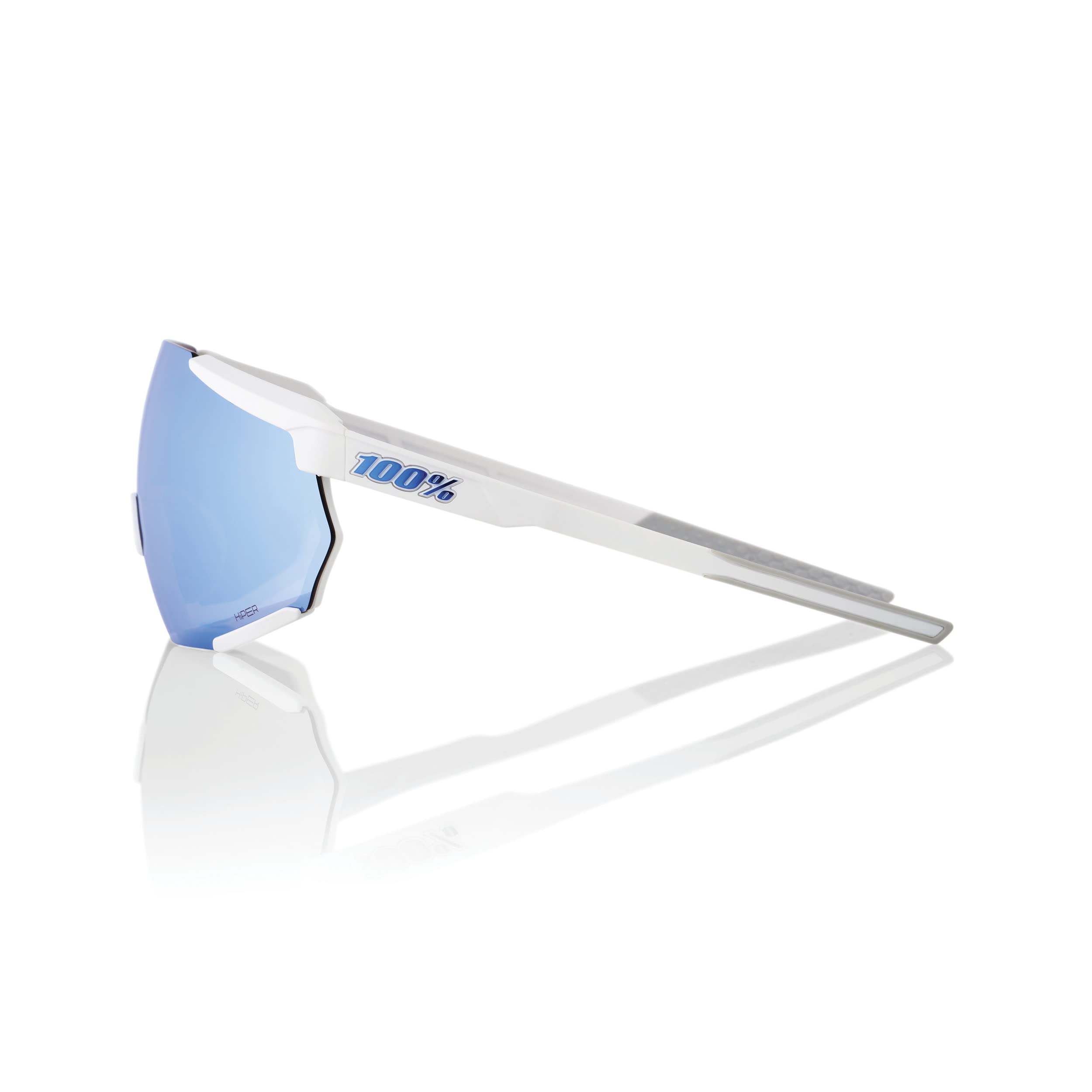 100% OCCHIALI DA SOLE RACETRAP 3.0 - MATTE WHITE - LENTI HIPER A SPECCHIO BLU MULTILAYER
