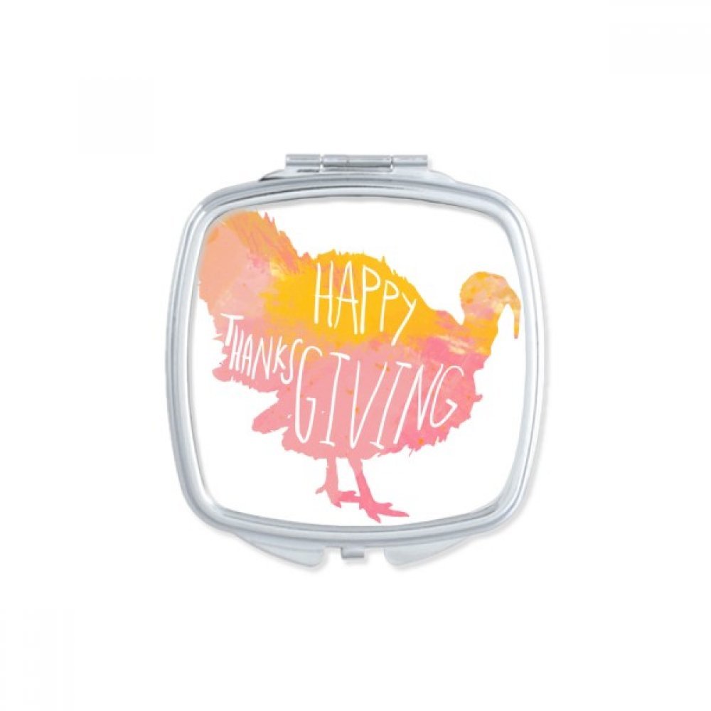Miroir de poche à la main Thanksgiving rose : mignon petit cadeau portable pour femme