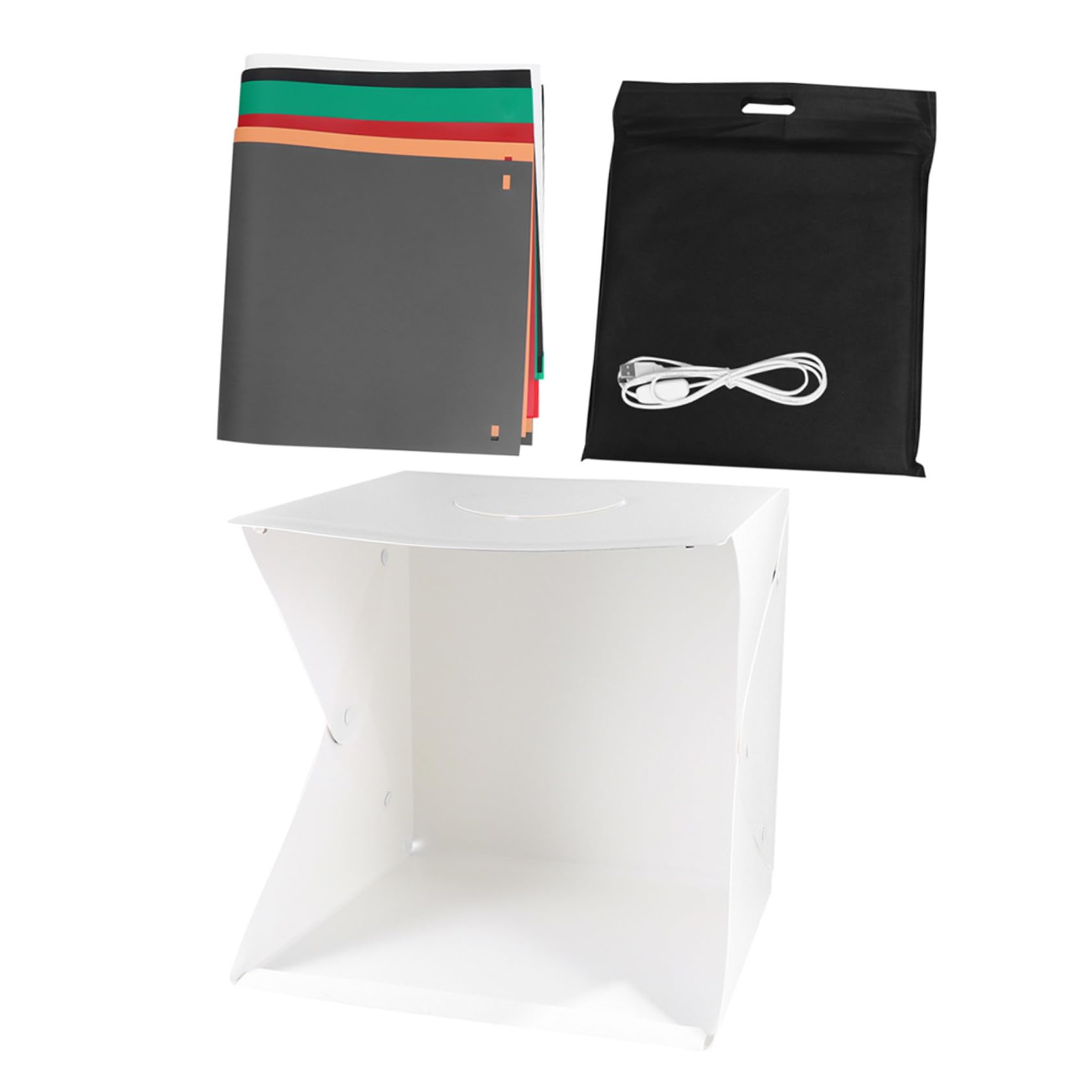 Tente de Photo Portable 40cm Lumière LED Intégrée, Fond Blanc en PVC et Polyester, Mini Boîte Photo pour Gadgets et Chaussures