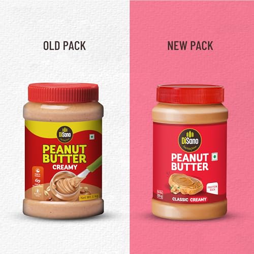 Image of DiSano Classic Peanut Butter Creamy, 924g, 25g Protein, Roasted Peanuts, Zero Cholesterol & Trans Fat, Gluten Free, Ideal for Pre & Post-Workout, Healthy Spread for Breakfast & Snacking (Pack of 3)