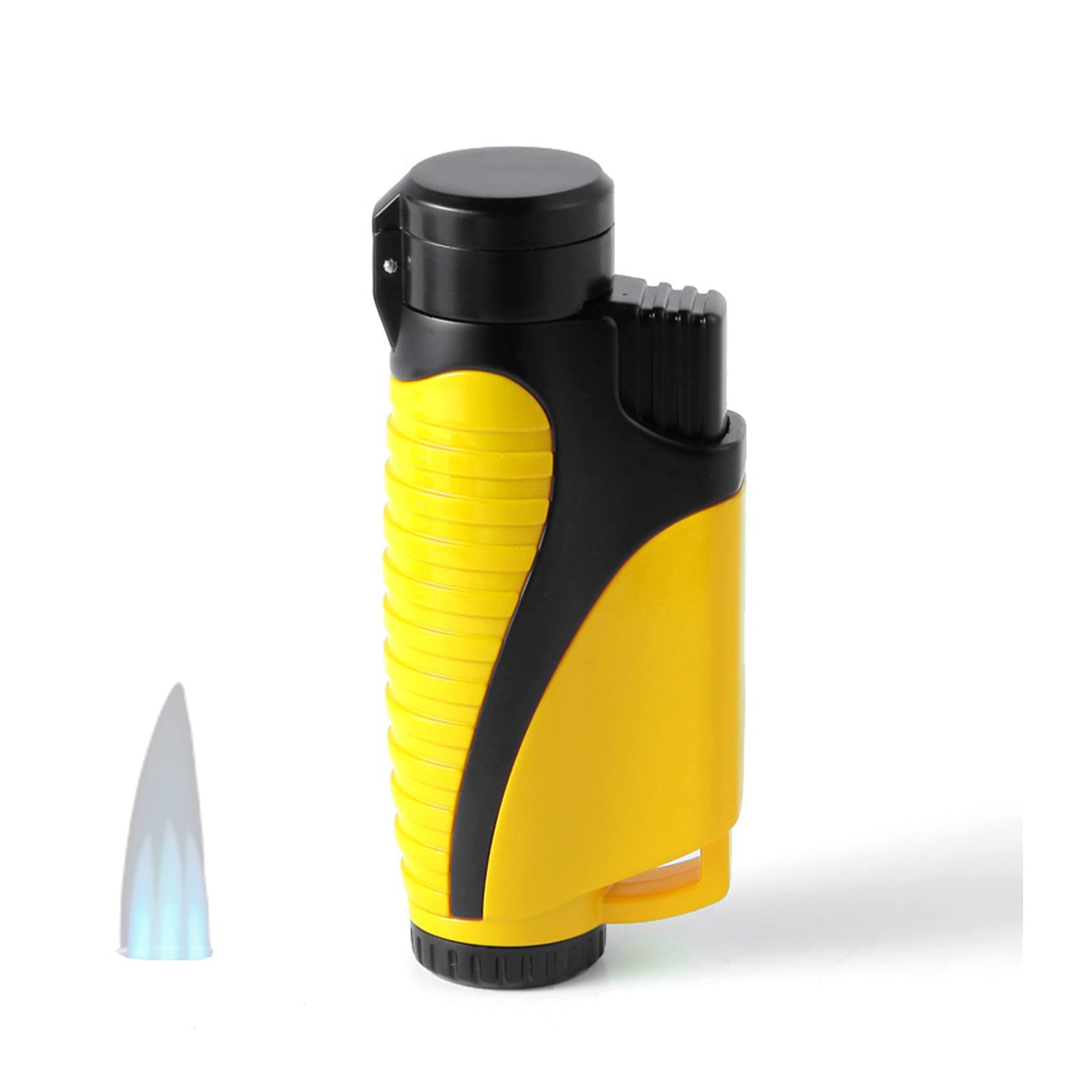 Briquet Gonflable Portable Flamme à Triple Jet Briquet Torche Au Butane Rechargeable Allumeur Gonflable Allume-Cigare à Flamme Bleue avec Boîte d'emballage