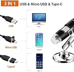 USB Digital Microscope 40X to 1000X, 8 LED Magnification Endoscope Camera with Carrying Case & Metal Stand, Compatible for Android Windows 7 8 10 Linux Mac