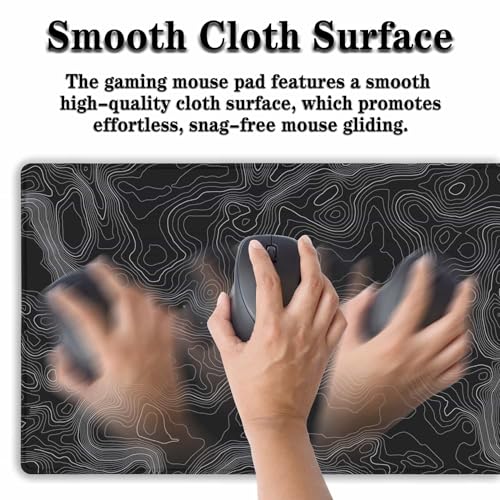 Image of Saco XXL Gaming Mouse Pad for PC - Large Desk Mat 900x400x3mm, Extended Non-Slip Rubber Base, Waterproof Surface, Topographics Design, Big Keyboard Mouse Pad for Office & Home Setup