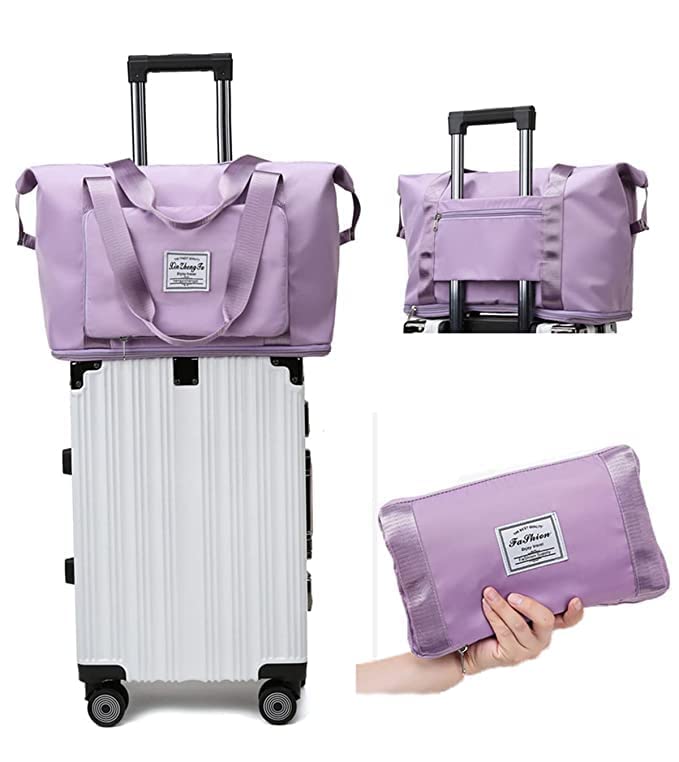 Salepush Foldable Travel Duffel Bag Folding Lightweight Carry Luggage Bag, Dipper Bag, Toiletry Kit Bag Waterproof Travel Bag for Travelling Luggage Bag Shopping Bag for Women & Men (Purple) 5 51GUqV1FeQL