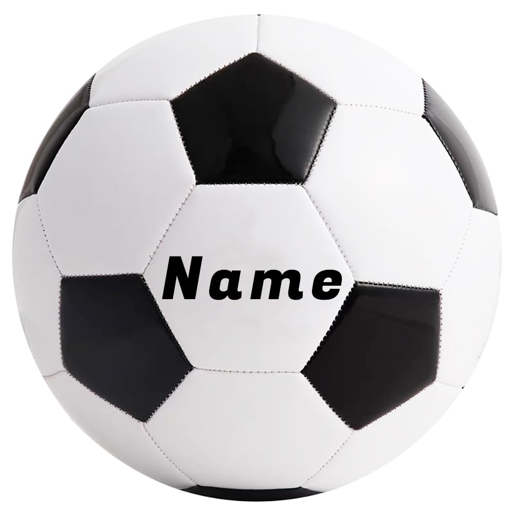 personalisiert Fußball mit Namen Bedruckt-Schwarz/Weiß,Größe 5,Fußballgeschenke, personalisierte Geschenke