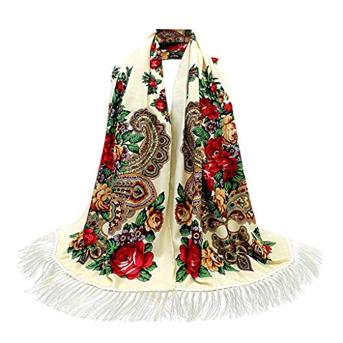 YOLAI Women Floral Print Tassel Wrap Shawl Scarf Ethnic Style Blanket Scarf Oversized Scarf