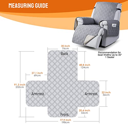 Image of VANSOFY 100% Waterproof Recliner Chair Covers, Recliner Cover Non-Slip Dog Chair Cover Furniture Protector Washable Slipcover with Pocket, Elastic Straps for Pets, Dogs(Light Gray, 30 inch)
