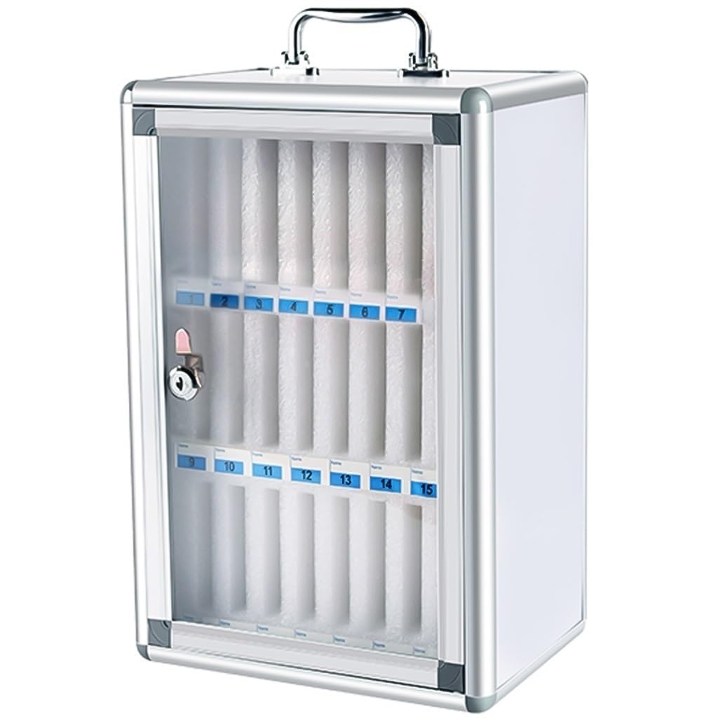 Casillero De Almacenamiento para Teléfono Móvil 6/12/24/36/48/60 Ranuras Caja De Seguridad para Teléfono Móvil Aleación De Aluminio con Cerradura Casilleros para Estudiantes Y Empleados (Color : Silv