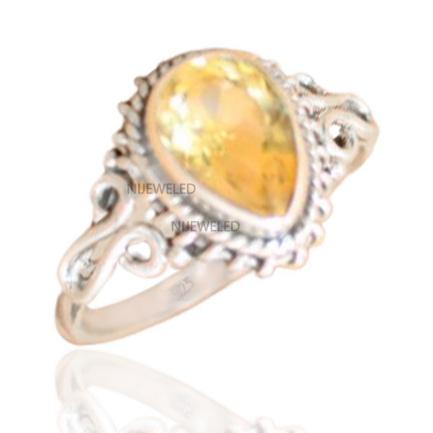 Citrine Gemstone 925 Sterling Silver Stylish November Birthstone Antique Statement Ring For Women Mother's Day Gift