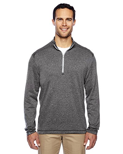 adidas Men's Brushed Terry 1/4 Zip Jacket, Black Heather/Mid Grey, XXX-Large