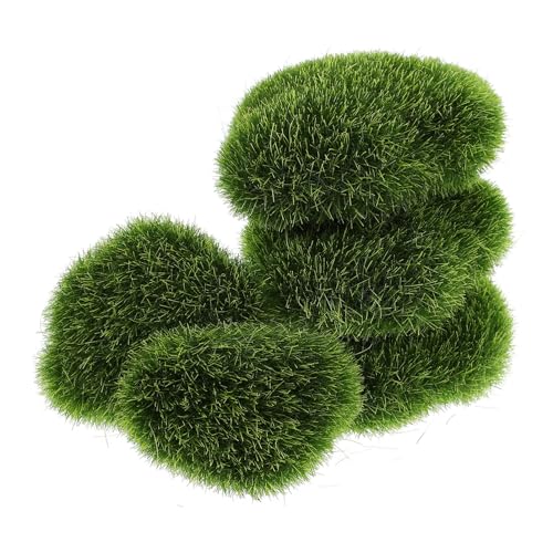 Cabilock Realistic Simulated Moss Stones 5pcs Artificial Moss Rocks for Decorative Faux Stone Arrangements Home Office Decor