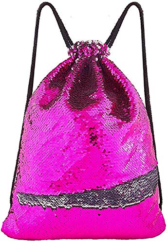 Iweed Mochila de Lentejuelas Bolsa  Deportiva Bolso con Cordón de Sirena Reversible