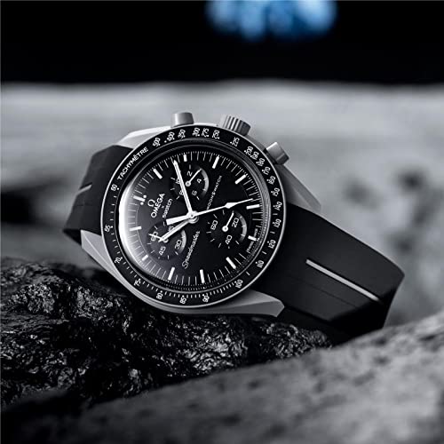 Image of Bands for Moonswatch Watch,Curved No Gap Rubber Strap Compatible with Omega X Swatch Moonswatch Speedmaster /Rolex /SEIKO 20mm Watch,Swatch Omega Moonswatch Speedmaster Watch Replacement Band Men Women