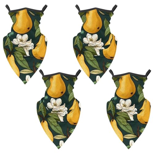 4 Pack Thanksgiving Pear Neck Gaiter Face Scarf Cover Sun Protection Balaclava Cloth Bandanas with Ear Loops