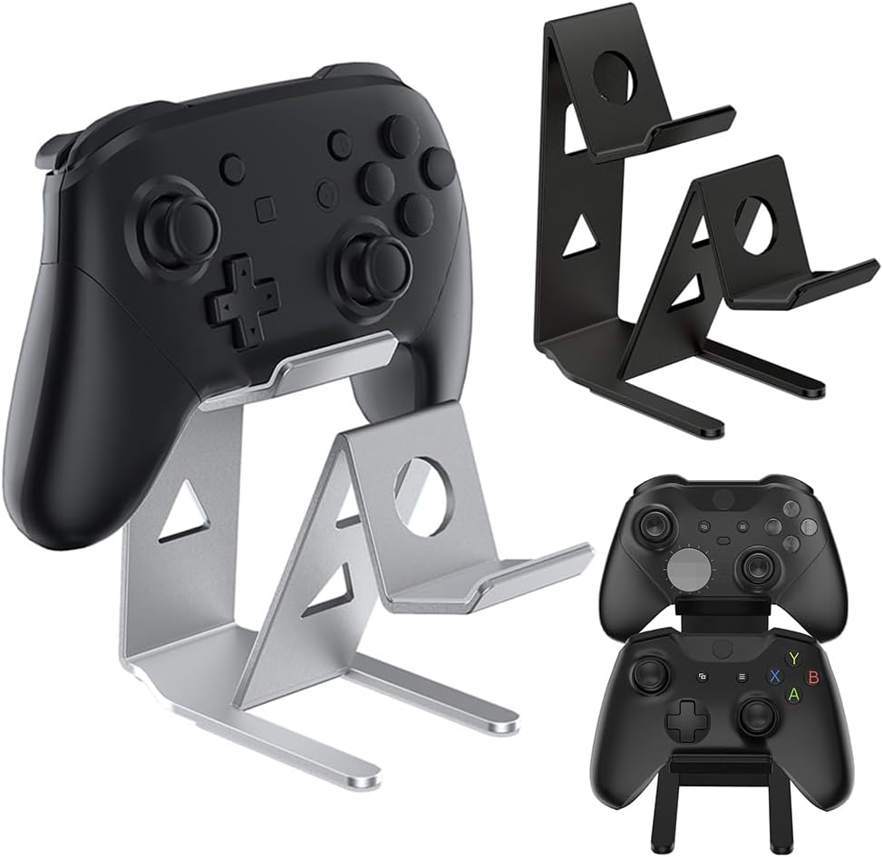 ASIEIT 2 Pcs Controller Holder, 2 Tier Universal Aluminum Display Stand for Desk Game Enthusiasts Gift Stand Compatible with Xbox Series XS, Elite 2, PS5, PS4, Switch Pro and Almost All Controller