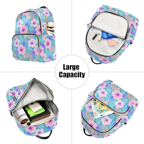 Sac à dos léger et compact imprimé feuilles tropicales taille S-M