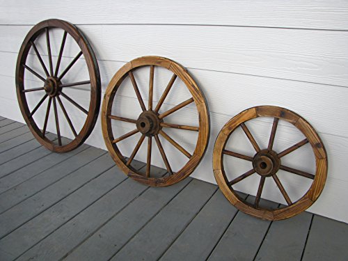 Leigh Country 30-Inch Wooden Wagon Wheel, Rustic Decorative Yard/Garden Décor, for Decoration Only