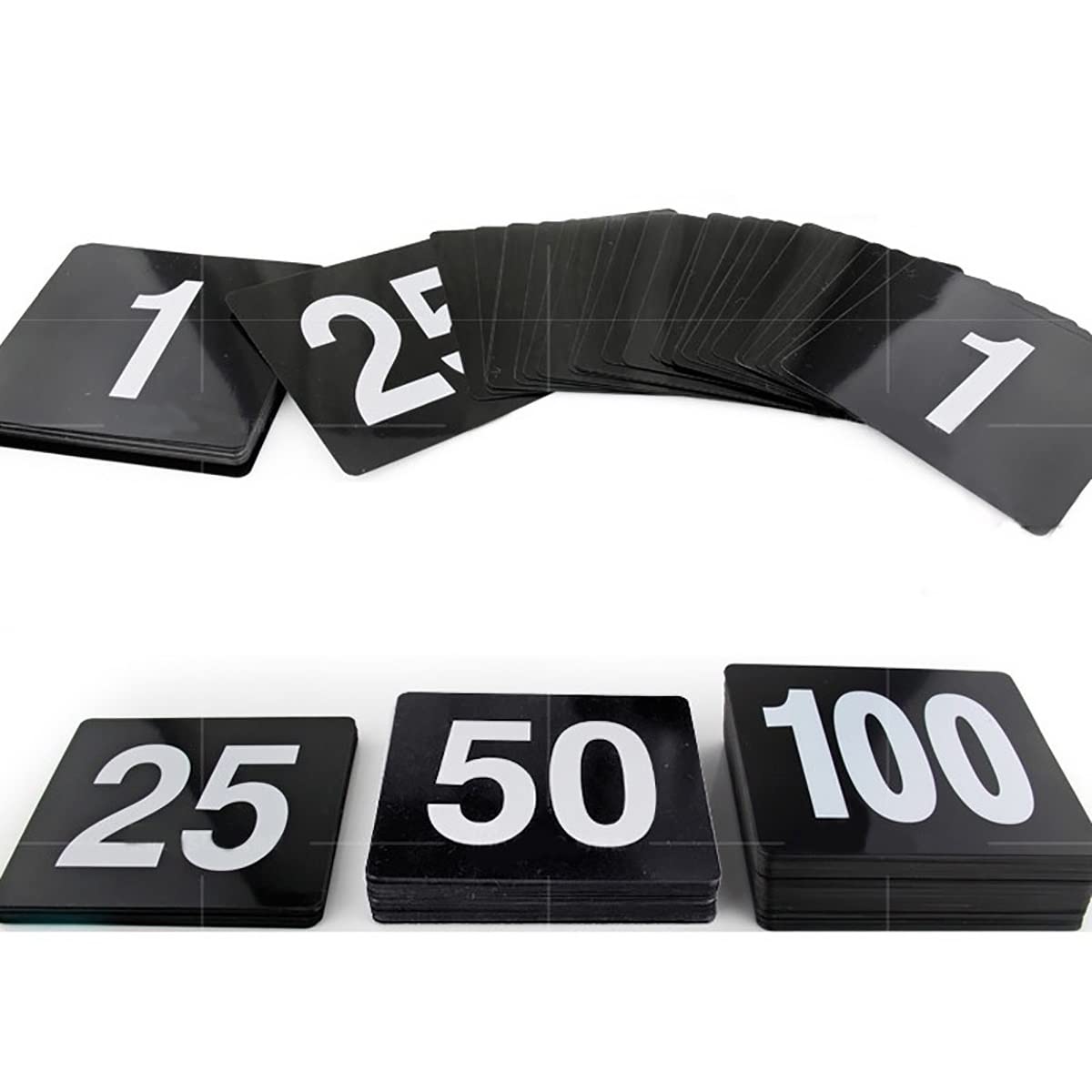 Zestaw numerów stołów, Numerki stołów, zestaw 100 dwustronnych plastikowych cyfr 1-100, czarne, 95 x 100 mm