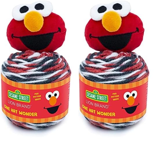 Lion Brand Yarn Sesame Street One Hat Wonder Yarn, Size, Elmo (Pack of 2)