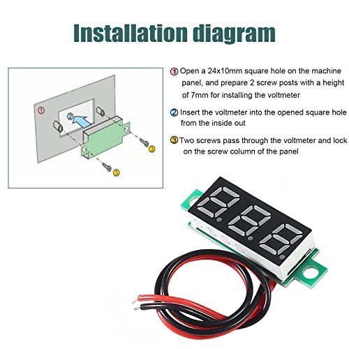 Image of Voltage Tester,Mini Digital Voltmeter Gauge Tester 0.28 inch 2 Wire DC 4.5V-30V Blue /Yellow /Red /Green LED Display Voltage Tester DC Volt Meter 4 Colors