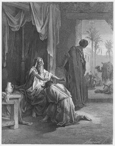Peinture sur toile décoration chambre Isaac bénissant Jacob Gustave Doré 60x90