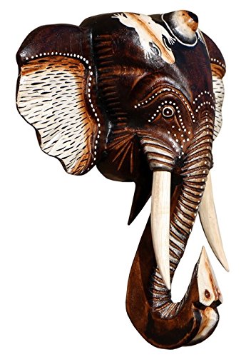 Belle 30 cm éléphant d'Afrique en bois murale Masque 48.30