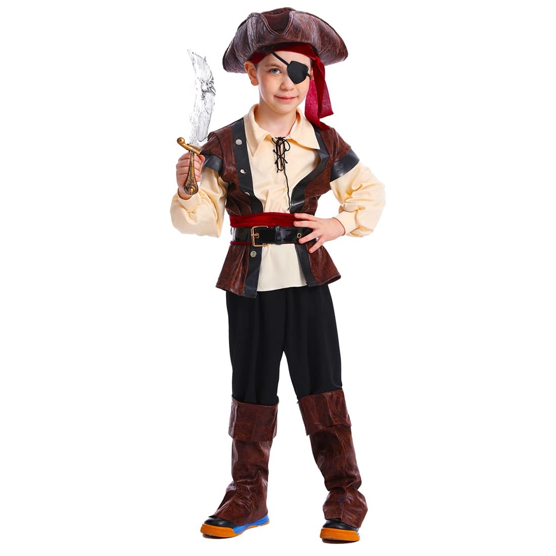 KalcyKizz Boys Rustic Pirate Costume for Child